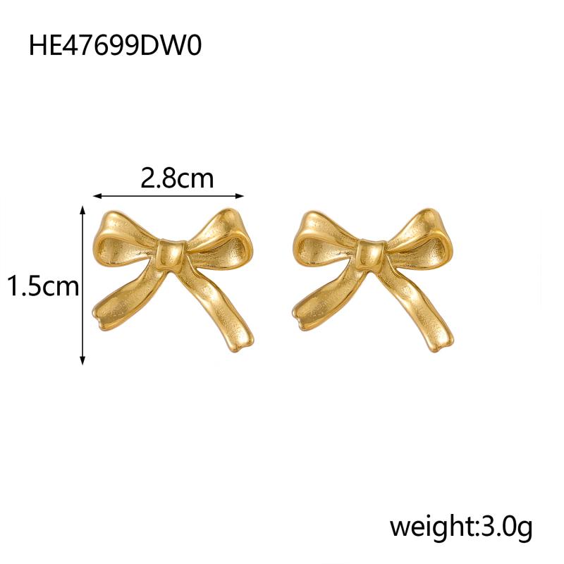 CARLIDANA Fashion Waterproof Stainless Steel Earring Trendy Bow Earrings Gold Plated Butterfly Bow Knot Stud Earrings for Women