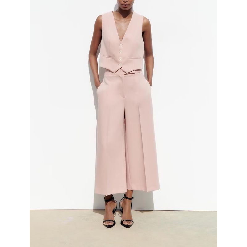 Spring New Arrival High Waist Loose Pants Pants 2955888 Sleeveless V Neck Short Vest 2966888