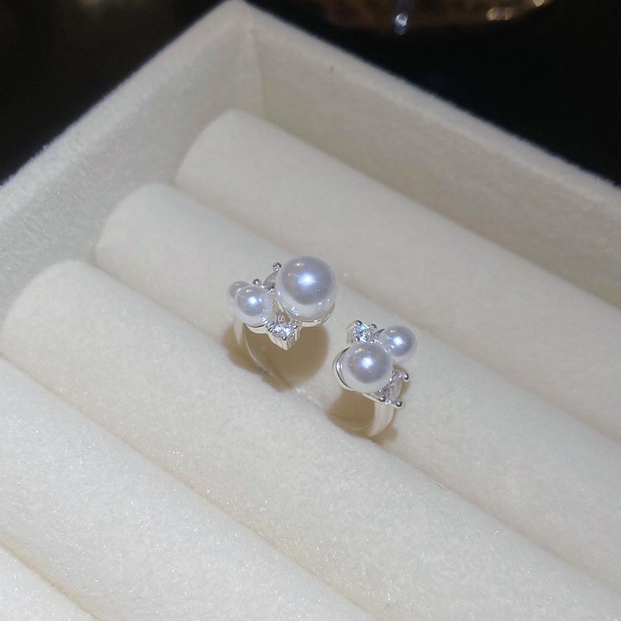 Elegant Baroque Zircon & Imitation Pearl Open Ring - Vintage High-End Jewelry for Index Finger