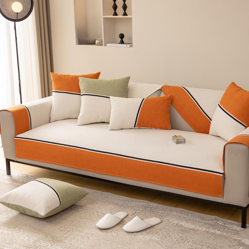 

Thin Sofa Cushion Teddy Plush Four Seasons Non-Slip Simple Modern Solid Color Seat Cushion Four Seasons Universal 70*70