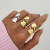 New 18K PVD Plated Stainless Steel Heart Love Open Adjustable Rings High Quality Waterproof Zircon Handmade Polished Gift