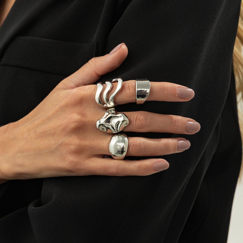 Ingemark 4 Colors Trendy Simple Resin Acrylic Geometric Finger Rings for Women Vintage Smooth Knuckle Ring Aesthetic New Jewelry