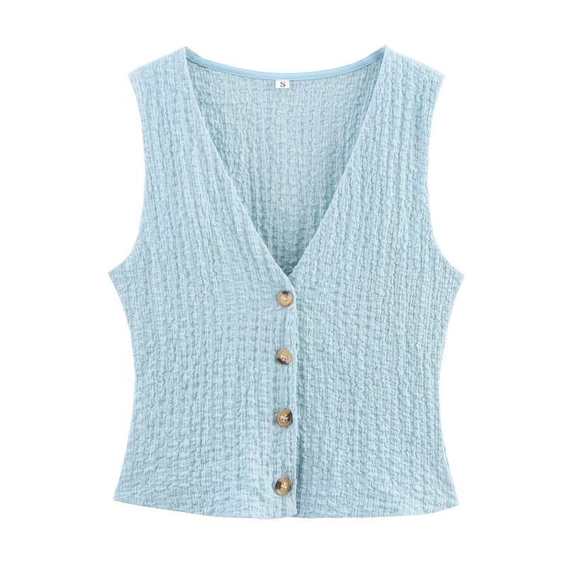 

Kaslead Новое поступление Женский модный стиль Модная текстура Топ-жилет и брюки 5039277 5039278 Blue Tops L