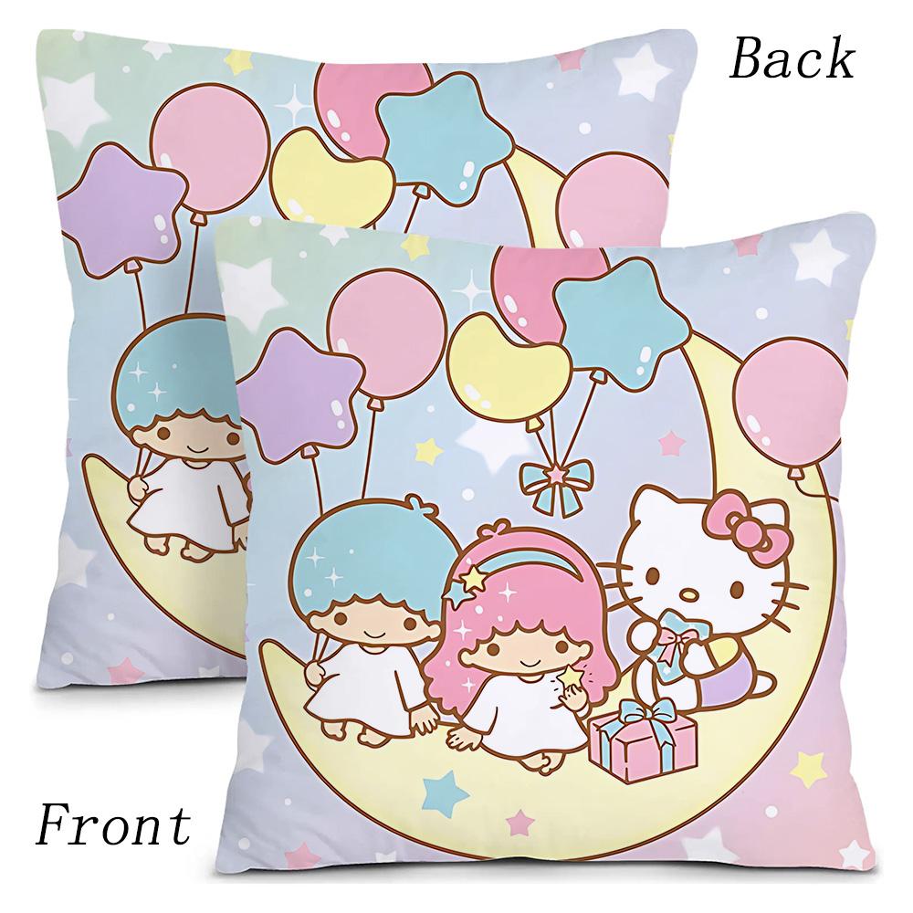 Littletwinstars Sanrios Pillow Covers Cartoon Sofa Decorative Home Double-Sided Printing Short Plush Cute Cushion Cover