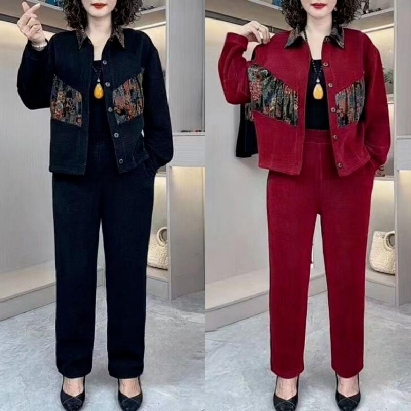 Fashion Denim Jumpsuit Women's Winter Insulated Thick Casual Short Coat and Harem Pants Set