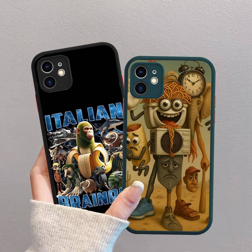 I-ITALIANS B-Brainrot Creative Animal For IPhone 11 12 13 14 15 16 Pro Max Plus Matte Translucent Phone Cover