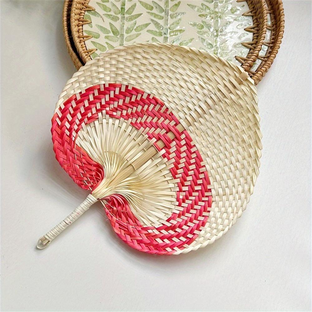 Handmade Straw Woven Fans Craft Summer Cooling Fan Bamboo Palm Leaf Hand-woven Hand Fan Home Wedding Decoration