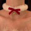Christmas White Plush Choker Bowknot Bell Charm Fluffy Choker For Girls Women Party Necklace Fashion Jewelry New Year Gifts