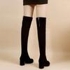 Faux Suede Female Heels Autumn Zipper Elastic Knee-high Boots for Women Tube Lace-up Thigh Gigh Boots Black Botas Mujer