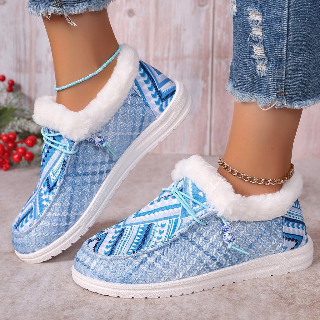 Plus-size autumn and winter new light-soled fleece warm and comfortable cotton shoeswomen's casual flat solid cotton shoes