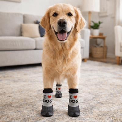 4 Pieces/set Waterproof Pet Socks Booties Warm Anti-Slip Dog Foot Covers Wear Resistant Soft Sole Dog Socks Shoes