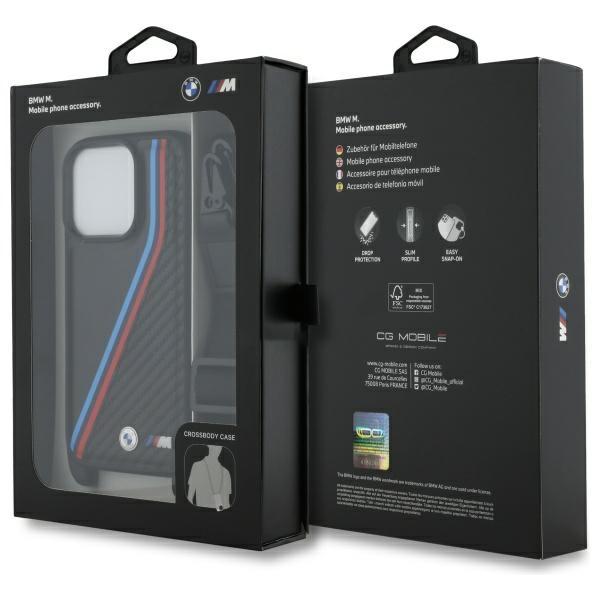 BMW Bmhcp16X23Psvtk Iphone 16 Pro Max    6.9 Black Hardcase M Edition Carbon Tricolor Lines & Strap