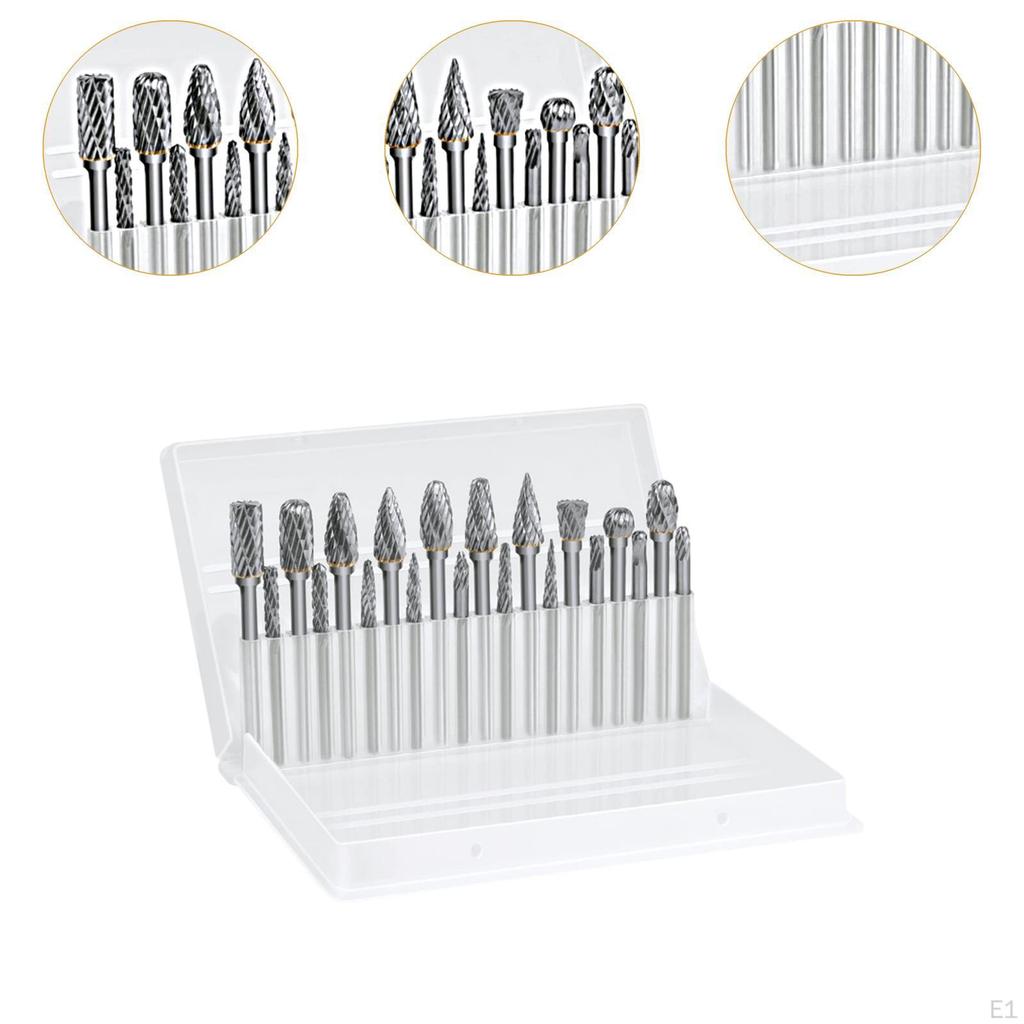 20Pcs Engraving Drill Bit Rotary Burr Kit 1/8" Shank Versatile Double Cut for DIY Woodworking