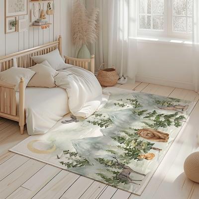 Covor Zona Animale Pădure Montană pentru Cameră Copii Covor Tematică Natură Covor Podea Decor Cameră Copii Covor Podea