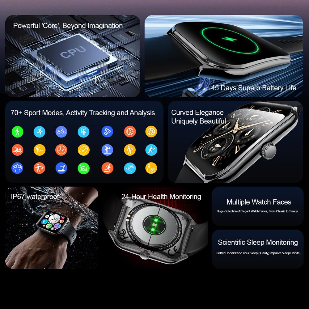 New Ultra Thin Smart Watch Men AMOLED Ultra HD Heart Rate Sports Bracelet Always Display Time BT Calling Smartwatch