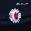 Women Jewelry Set Elegant Necklace Exaggerated Colorful Diamond Earrings Open Ring Pendant Accessories