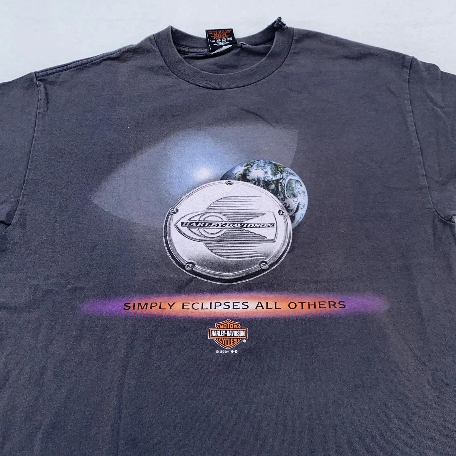 Vintage Harley-Davidson Shirt Mens Large Eclipse Graphic Motorcycle 2001 Tee XL