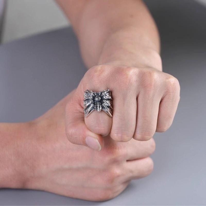 Thai Vintage Stylish Silver Spider Ring For Women Perfect For Punk Lovers Fashion