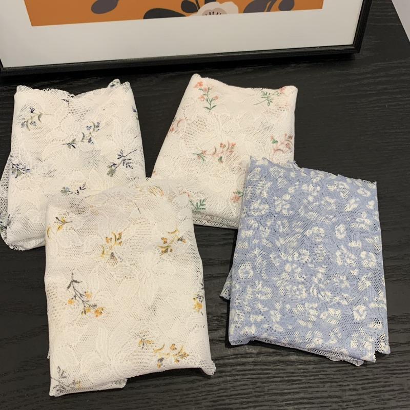 Women's Thin Pure Desire To Print Lace Sexy Wave Edge Breathable Seamless Cotton Bottom Crotch Underwear