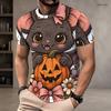Men Plus Size Round Neck Short Sleeve T Shirt Halloween Panda Ghost Printed Casual Tee