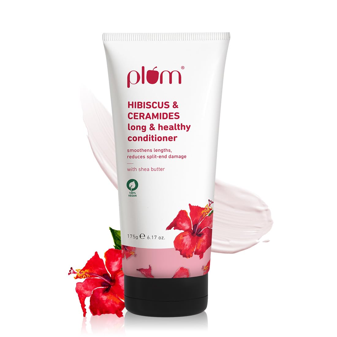 

Plum Hibiscus Ceramide Hair Conditioner For Smooth Strong Strands Split End Care Frizz Control Moisture Aid Vegan 175 g
