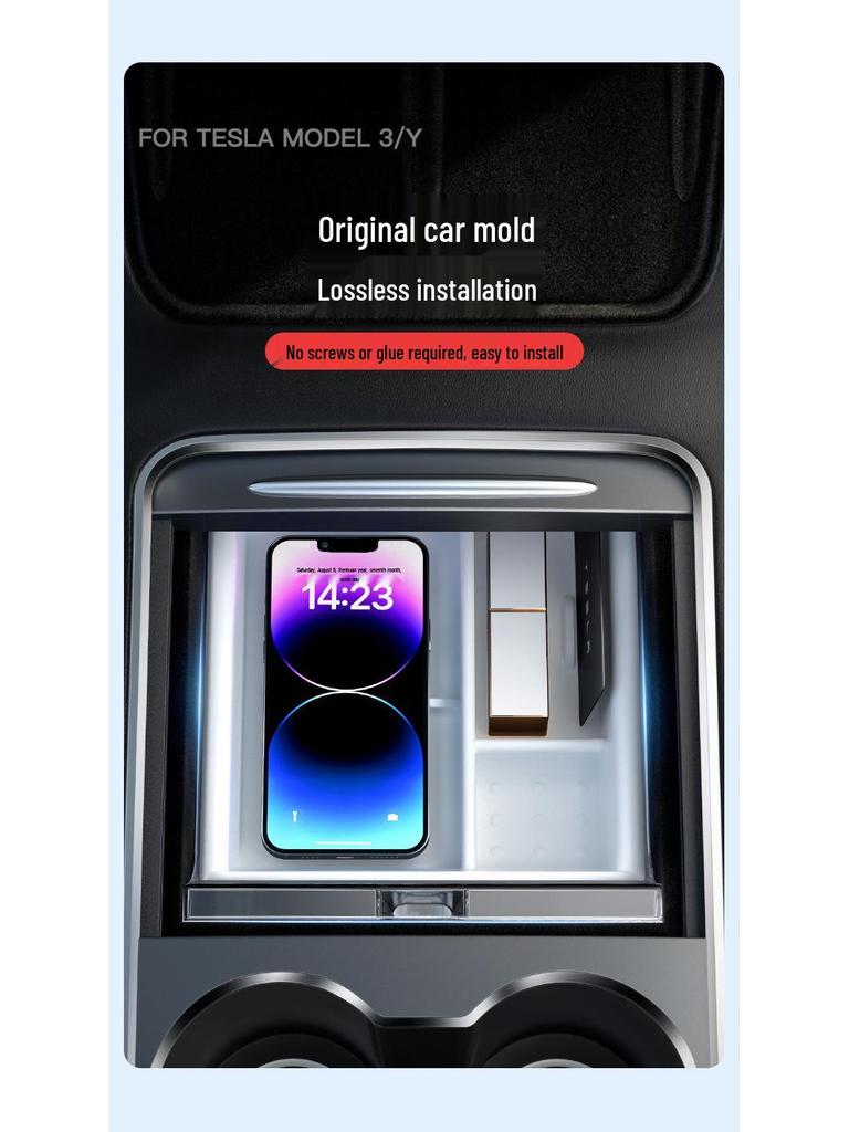 Silicone Ice Box for Tesla Model 3/Y Center Console Storage