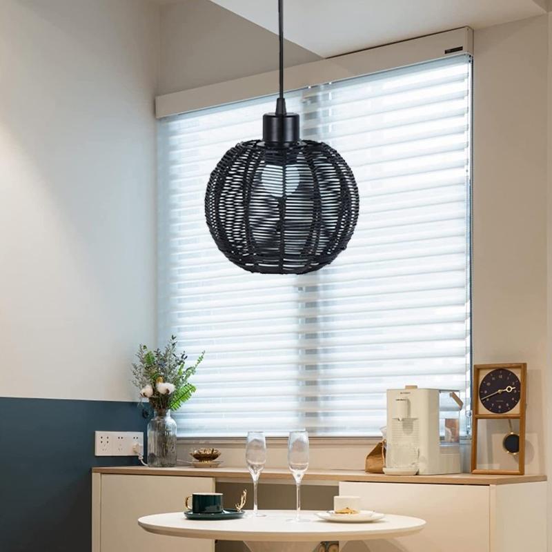 Retro Woven Lampshade Imitation Vine Rope Lamp Cover Hanging Chandelier Restaurant Kitchen Light Fixture Accessories Home Decor