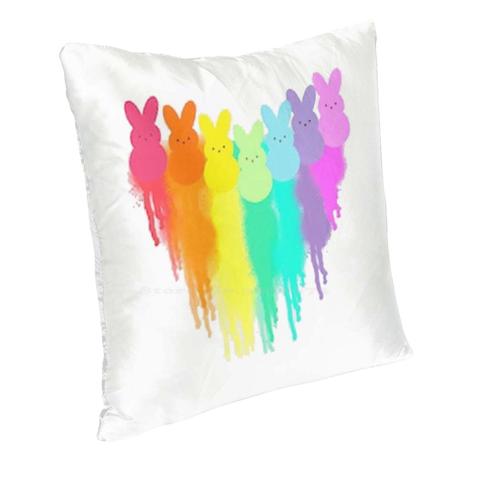 Colorful Easter Peeps Soft Comfortable Pillowcase Easter Bunny Happy Easter Easter Day Easter Peeps Colorful Chillin With My Peach skin 18*18(CM)-1Pcs