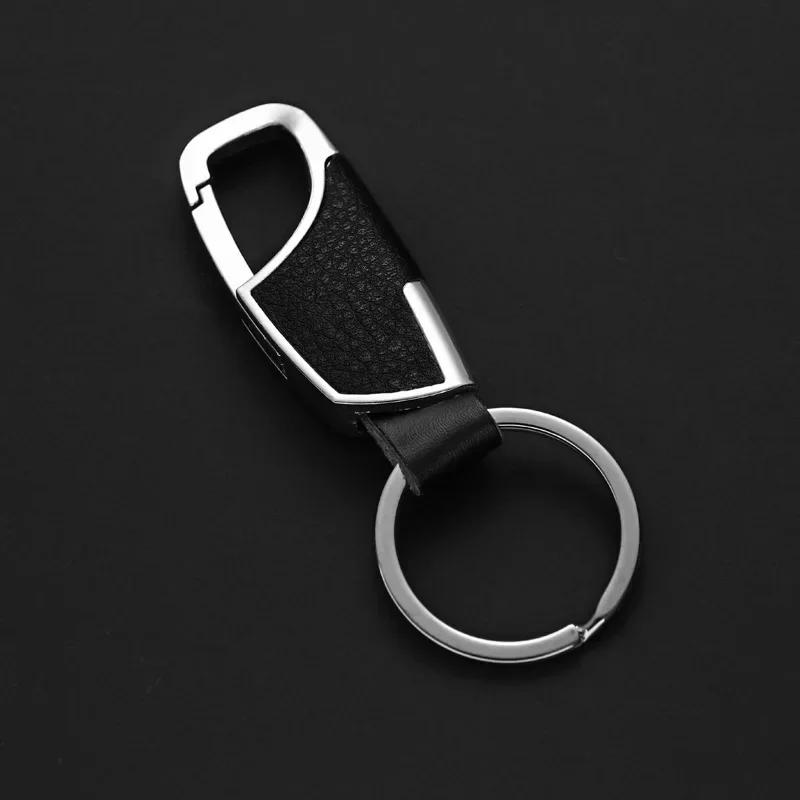 Simple Fashion Creative Trendy Leather Keychain Unisex Metal Waist Keychain Best Gift Key Ring Car Keychain