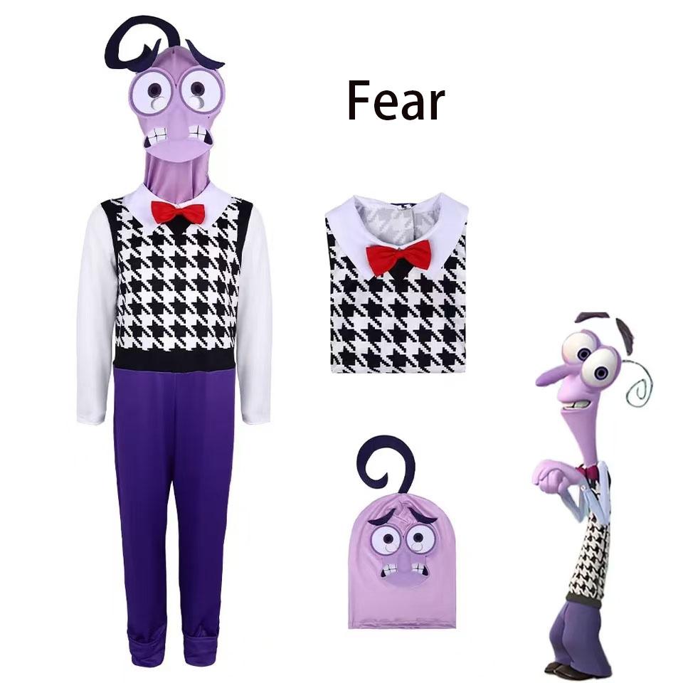 Costume Cosplay Personaggio Joy Inside Out 2 Cartone Animato Anime Set di Vestiti per Bambini e Bambine con Maschera Festa di Halloween Compleanno Tuta Cosplay Set