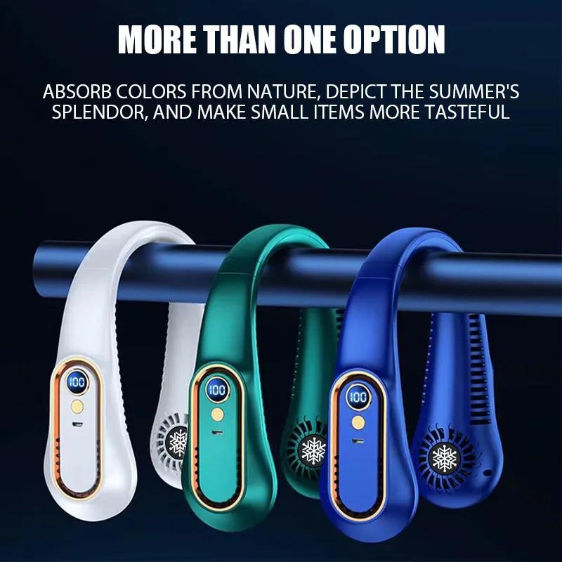 Ventilador de cuello colgante con pantalla Digital, Ventilador de potencia sin aspas, Mini Enfriador de aire portátil, ventiladores eléctricos recargables por USB