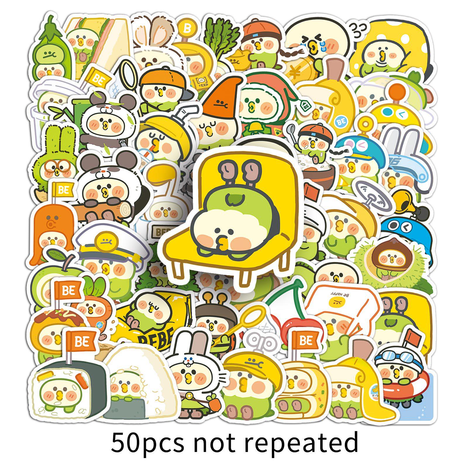 

Little Parrot Bebe Waterproof Cartoon Stickers - 50 Cute DIY Decorations for Phone Cases & Journals