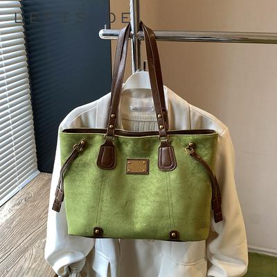 Women PU Leather Shoulder Bag 2025 Winter Shopping Retro Soft Tote Bag Luxury Designer Trend Female High Capacity Green Handbags