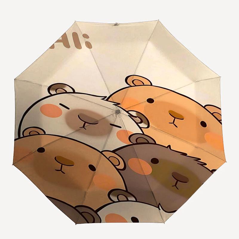 Capybara Themed Travel Umbrella-8 Ribs Automatic Opening and Closing, Portable Folding Design, Compact and Stylish Umbrella Suitable for Out