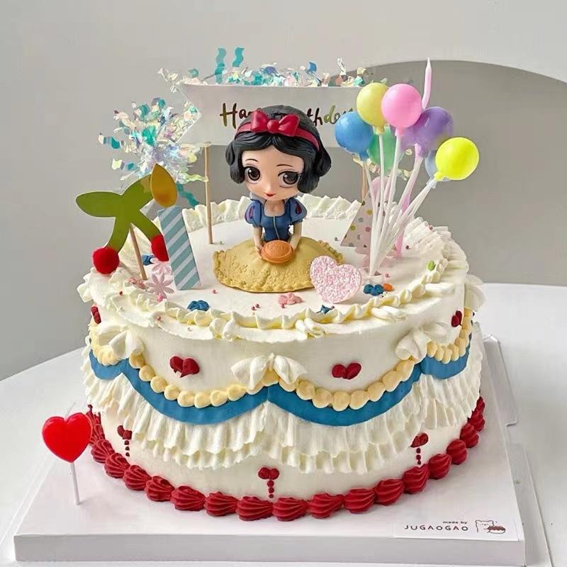 Cartoon Anime Snow White And The Seven Dwarfs Mini Doll Cute Little Girl Action Figures Car Dashboard Decoration Set Toy Fun Gif