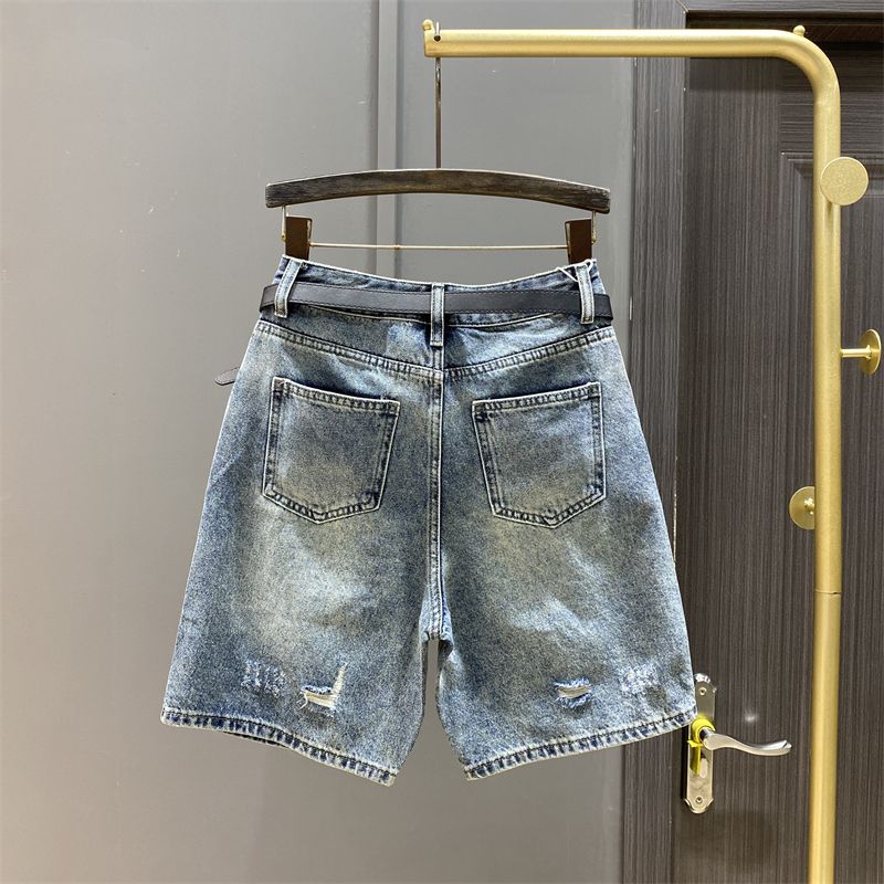 Summer Latest Design Women's Knee-Length Casual Cotton Short Jeans Shorts Washed Ripped Kpop Luxury Jeans