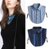 Fashion  Front Tie Fake Collar Women Stand Detachable Collar Fake Girls Ladies False Blouse Collar Denim Blue Fake Collars
