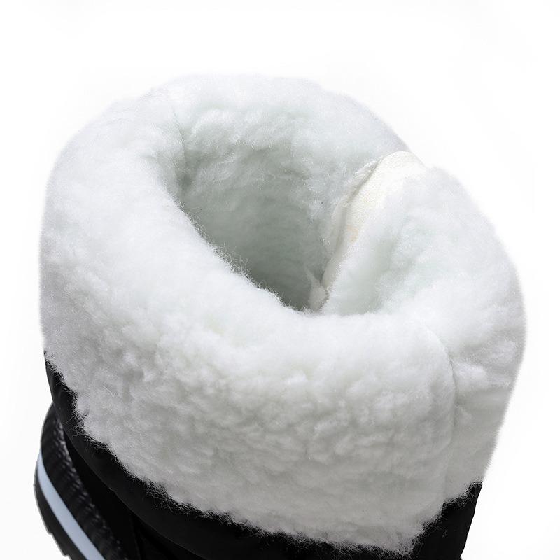 Winter snow boots women's tall cotton boots winter thickened waterproof and non-slip piled large size cotton shoes thickened