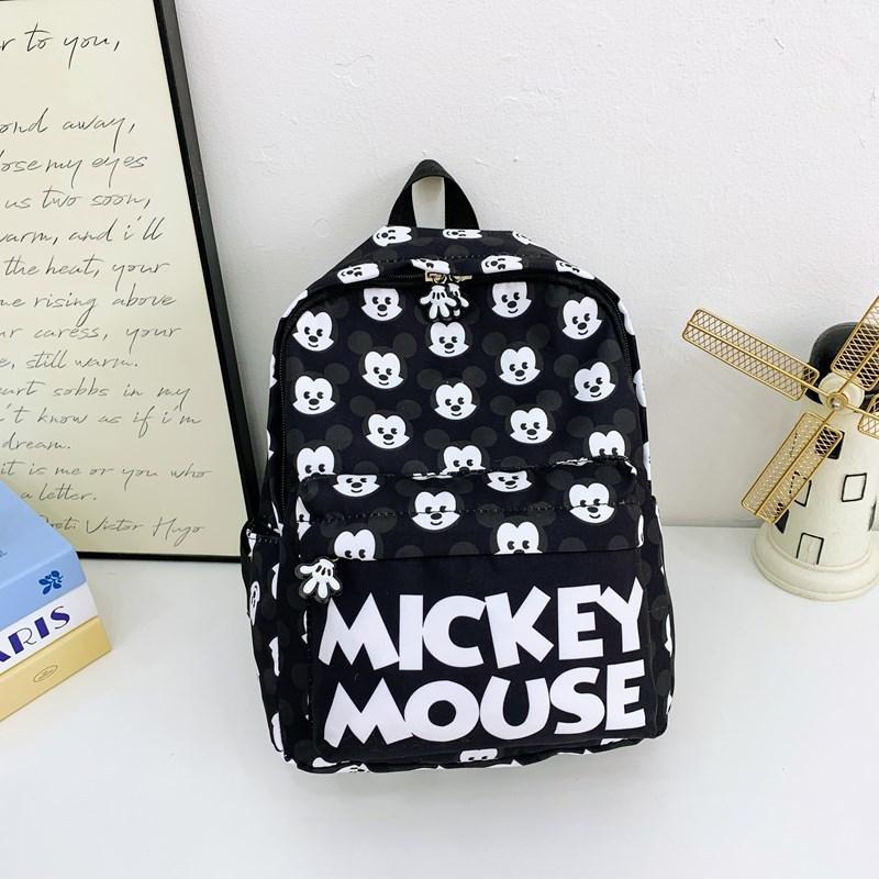 Mickey Mouse Letter Print Kids Cartoon Canvas Backpack For Preschool And Daily Use