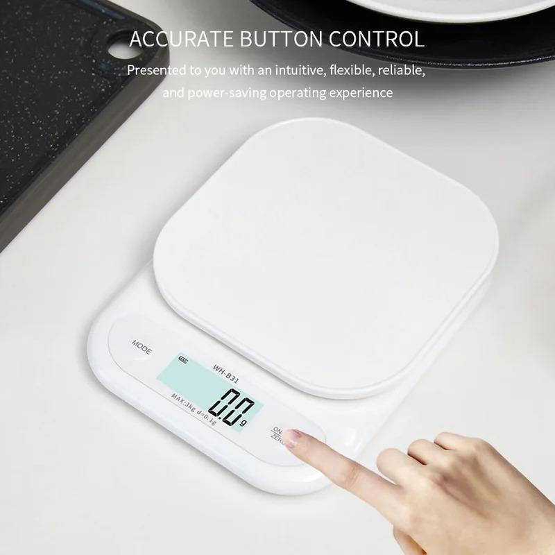 LCD Digital Kitchen Scale 3kg/7kg Food Scale Battery/USB Charging Electronic Balance Measuring Grams Scales For Cooking Baking