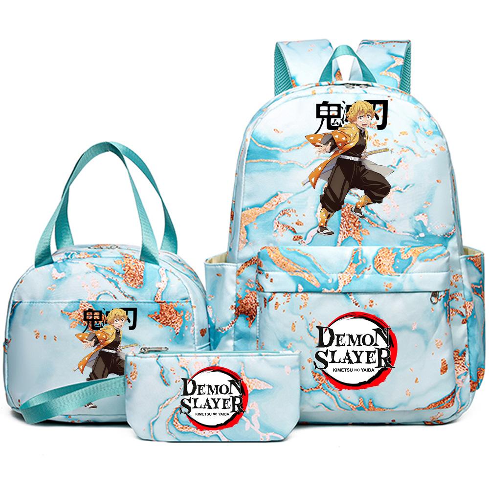 3Pcs/set Demon Slayer Printed Backpack with Handbag Pencil Case Teenager Student Girl Boy Large Capacity Waterproof Bookbag Schoolbag Travel Bag Gift