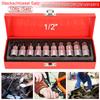 10 Piece Multitooth Sleeve Set 1/2 Drive Sockets for All Nuts and Bolts Chrome Vanadium Steel Construction Convenient Storage
