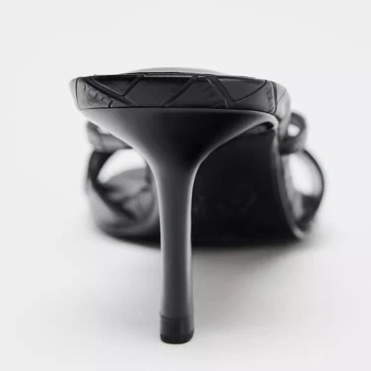 Fashion High Heels Slippers Women's Metal Buckle Decor Square Toe Thin Heels Sandals Summer Outdoor Casual Vacation Shoes