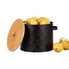 Reticulated kitchen bamboo cover fresh-keeping bucket black potato onion garlic storage box metal potato storage jar