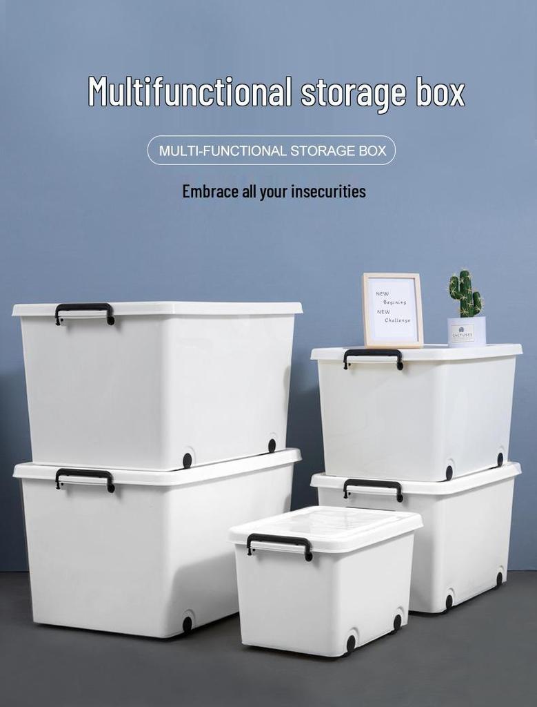 Yangyangyu Plastic Storage Box with Wheels - Solid Color, Thickened Design for Clothes and Underwear.