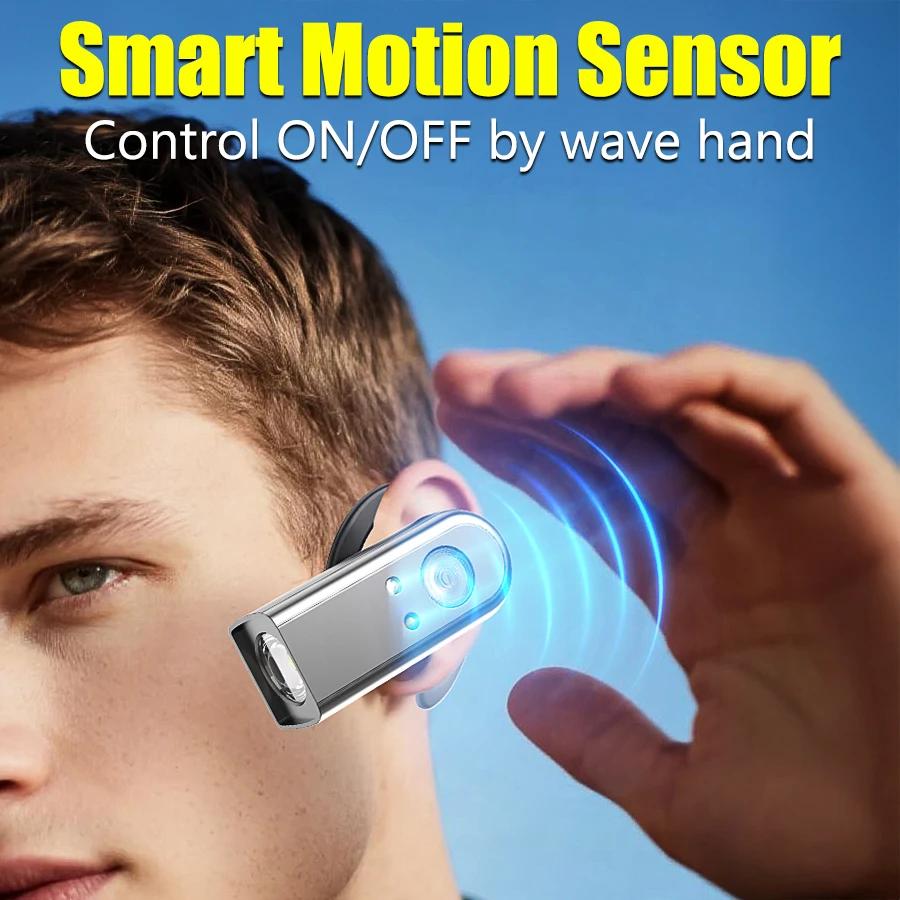 LED Induction Headlamp USB Rechargeable Portable Ear Headlamp with Magnet Headtorch for Night Running Fishing and Cycling