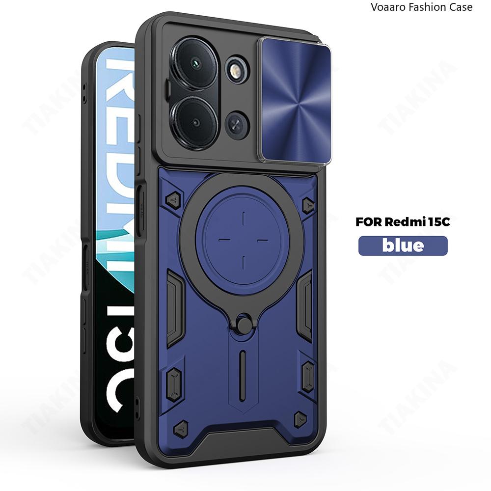 

Чехол-накладка Slide Lens Armor для Xiaomi Redmi 15C 171 мм, чехол для Redmi 15C EU 173 мм, чехол-подставка с магнитным кольцом, задняя крышка for Redmi 15C 171mm