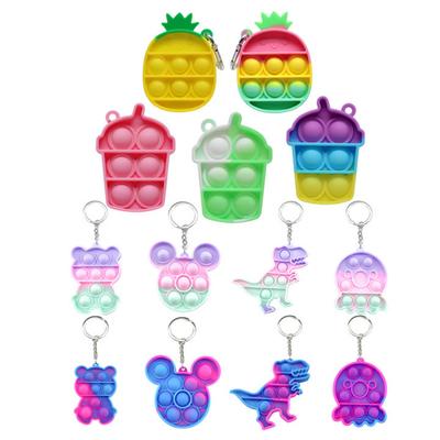 Mini Push Bubble Sensory Toy Schlüsselanhänger Autismus Squishy Stressabbau Spielzeug für Erwachsene Kinder Relief Lustiges Zappelspielzeug