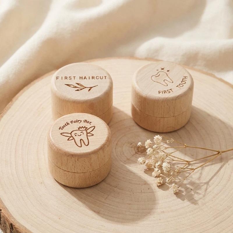 1 pièce Bois Brut Souvenir Pour Dents de Lait Cheveux & Souvenirs Boîte en Bois Fée des Dents Décoration de Maison Cadeau d'Anniversaire