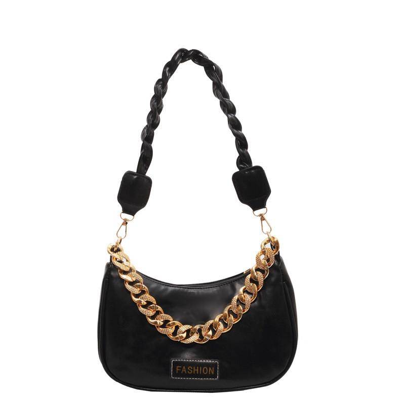 Chic Small Pu Leather Women's Chain Shoulder Bag With Zipper Closure For Everyday Style